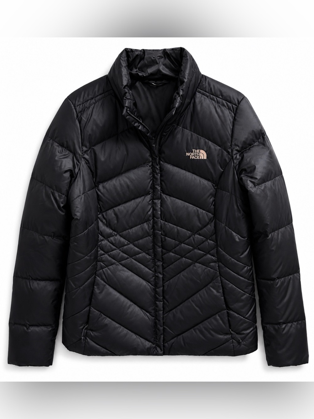 The North Face Gotham Chevron Quilted Puffer Jacket, black, women’s large.